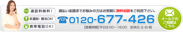 過払い金請求・債務整理の無料相談はこちらから。お電話orクリック