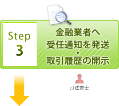 金融業者へ受任通知を発送・取引履歴の開示